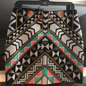 Express sequined Aztec print skirt NWT!
